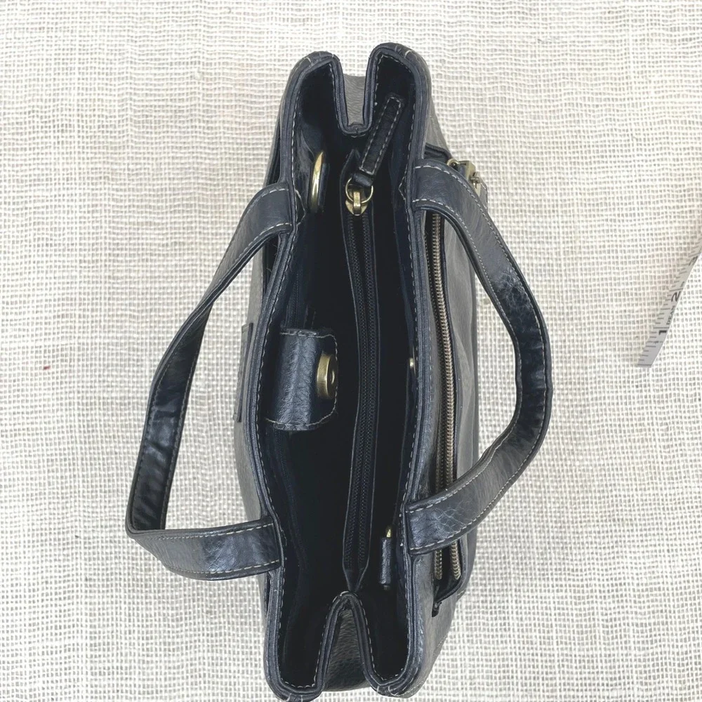 Relic Black‎ Pebbled Faux Leather Satchel Crossbody Handbag Triple Compartment